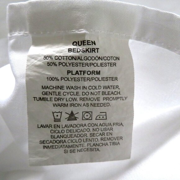 Vintage Queen White Eyelet Embroidery Bed Skirt Scalloped Hem 14" Drop - Picture 8 of 9